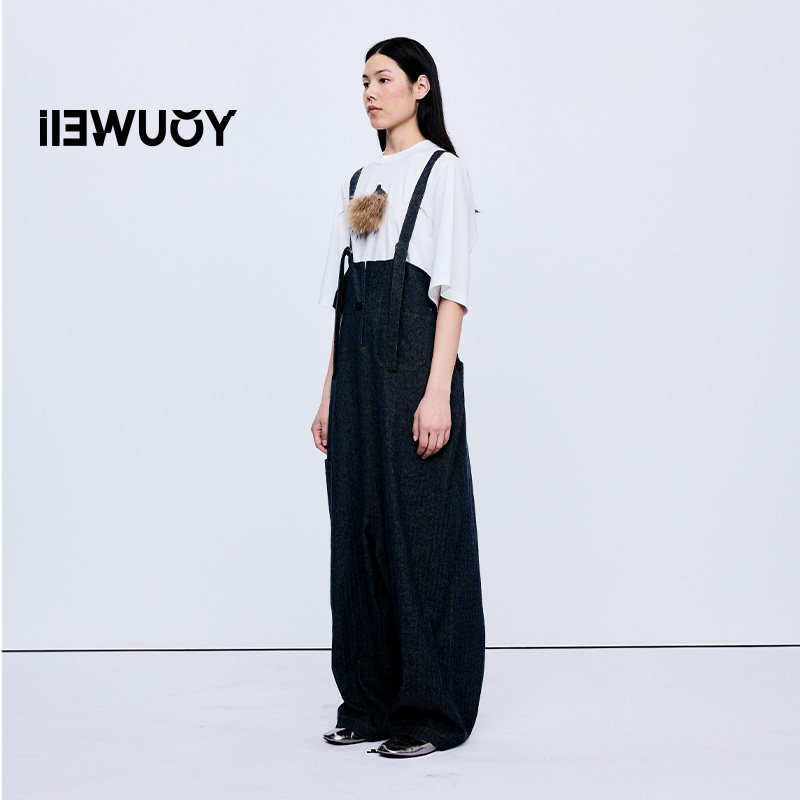 YOUWEI有尾普鲁士亚麻棉背带裤