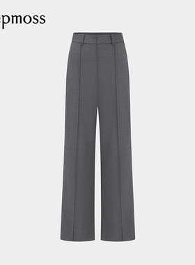 【deepmoss】2025秋冬新款女士设计感优雅羊毛混纺直筒吸烟裤长裤