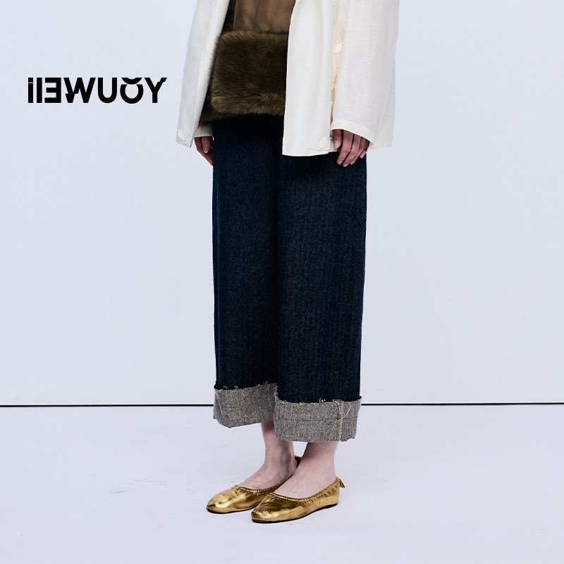 YOUWEI有尾普鲁士亚麻棉八分裤