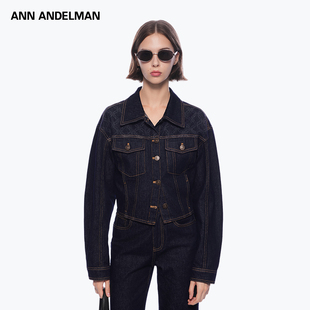 ANN ANDELMAN原牛镭射烧花水洗重工牛仔夹克外套短款上衣