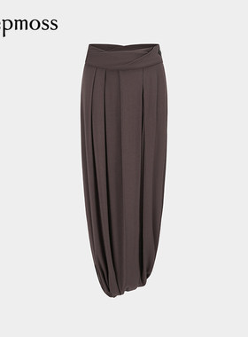 【deepmoss】2025秋冬新款女士时尚设计感高腰围裹式裙裤