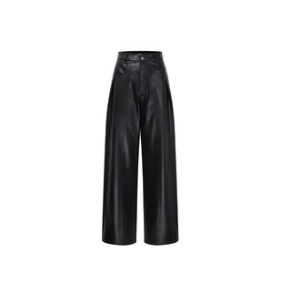 女士 AIM 酷辣高级感黑色双摺弯刀皮裤 新品