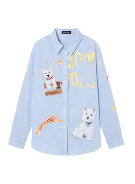 【陈紫函 左航 灵超同款】SOFITTE 条纹满身印花衬衫长袖上衣男女