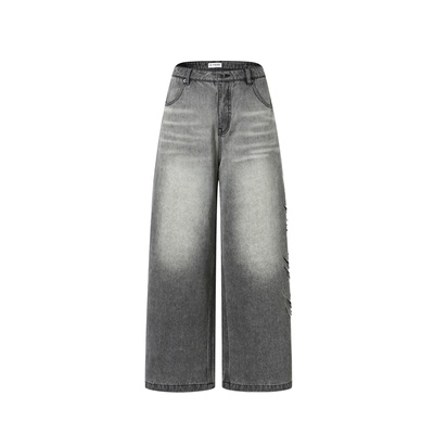 JACFLEURANT烧花文字LOGO牛仔裤