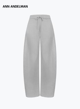 ANN ANDELMAN银河系列烫钻卫裤女灰色运动长裤秋冬宽松休闲弯刀裤