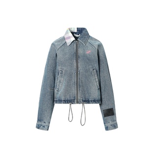 JAC 不对称格纹领水洗牛仔外套简约休闲百搭 FLEURANT2025秋冬新品