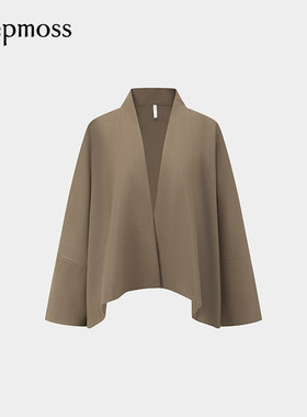 【deepmoss】2025秋冬新款女士设计感时尚连袖廓形羊毛混纺外套