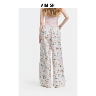 AIM 女士 2025趣味涂鸦运动裤 阔腿裤 休闲裤 新品