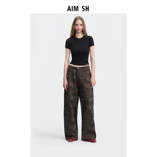 迷彩水洗松弛感休闲直筒工装 AIM 裤 新品
