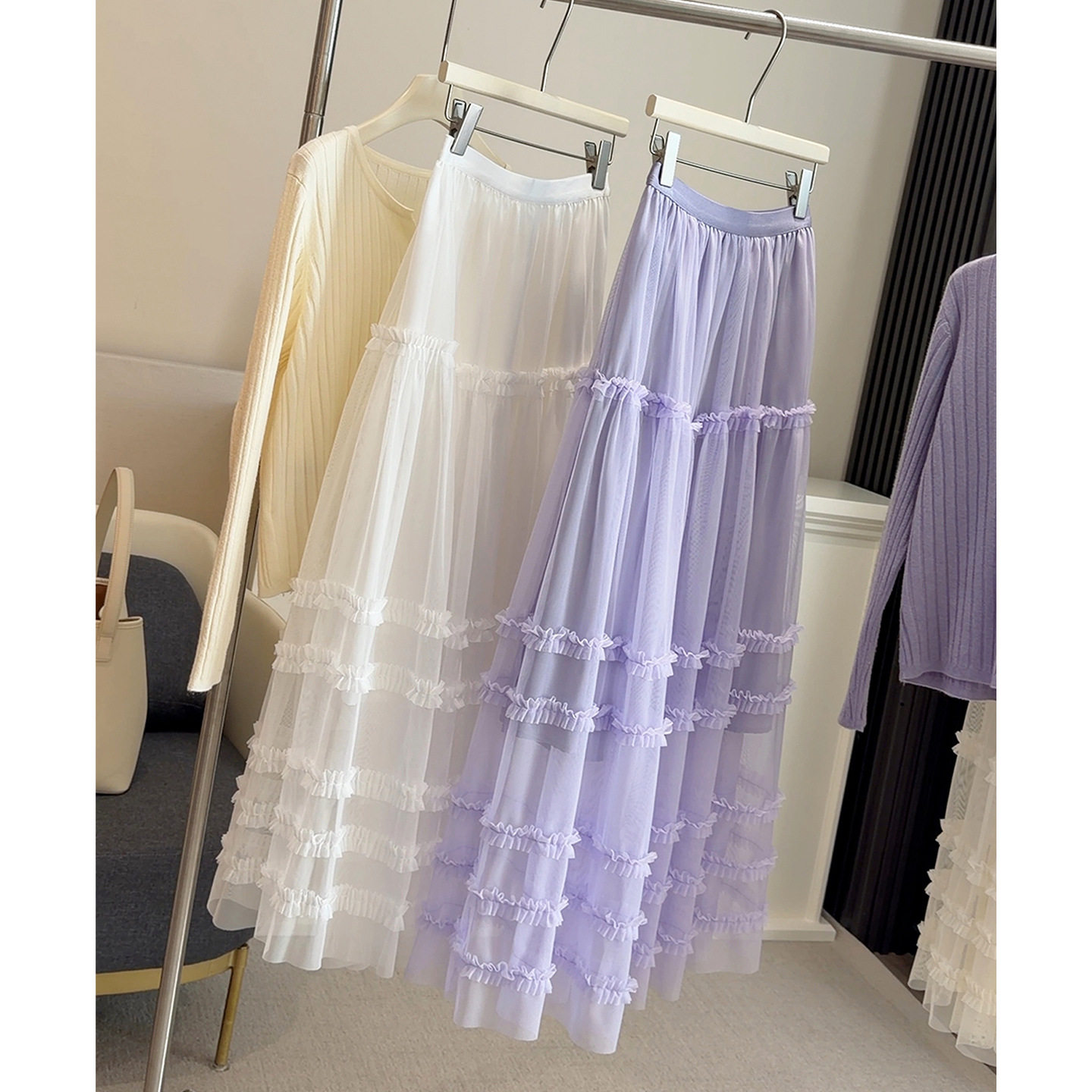 高级感木耳花边A字半身裙女2026春季新款网纱中长款蛋糕蓬蓬裙子,女装/女士精品,半身裙,淘宝优惠券,粉丝福利购,淘宝优惠卷