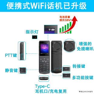 便携式WiFi话机IP电话网络分机双频无线无绳W620W配合IPPBX交换机
