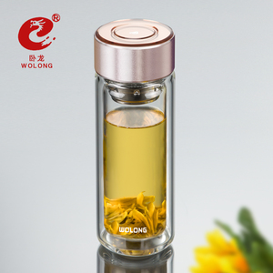 卧龙双层玻璃杯茶水分离便携男夏车载茶杯隔温杯子耐热透明水杯女