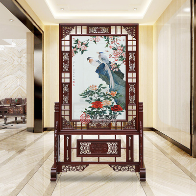 高端苏绣红木屏风中国非遗手工