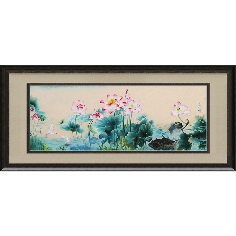 古艺苏绣精品荷花鹭一路连升礼品