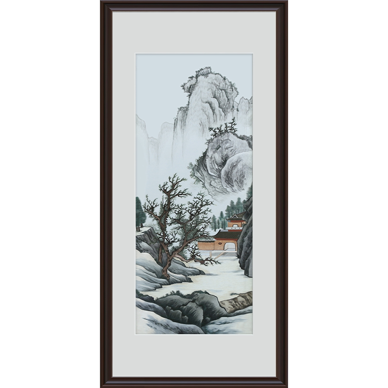 古艺苏绣精品唐寅山水高端礼品
