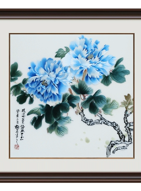 古艺苏绣精品牡丹蓝田玉高端礼品