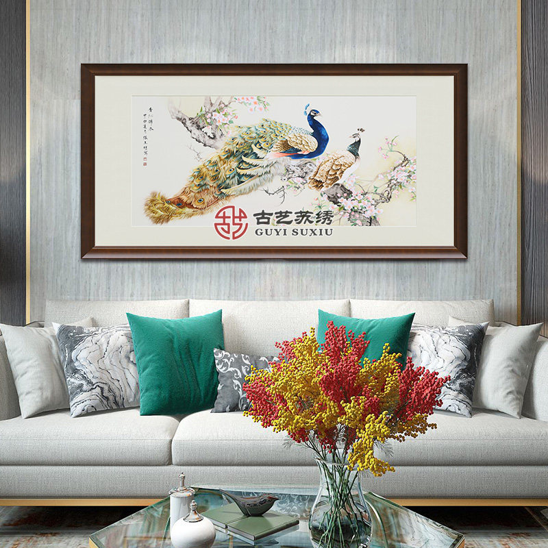 古艺苏绣精品孔雀手工刺绣礼品