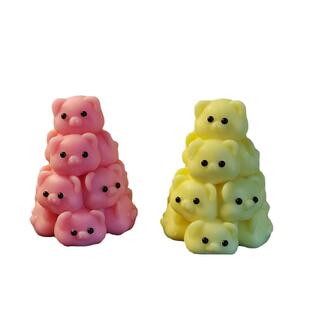 韩式卡通动物叠叠小猪头儿童慕斯冰淇淋蛋糕石膏摆件蜡烛硅胶模具