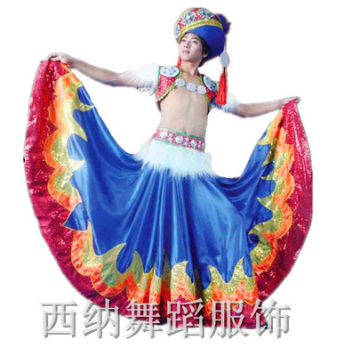 促销彝族火把节舞蹈演出 舞台表演少数民族服装 大裤脚精品男装