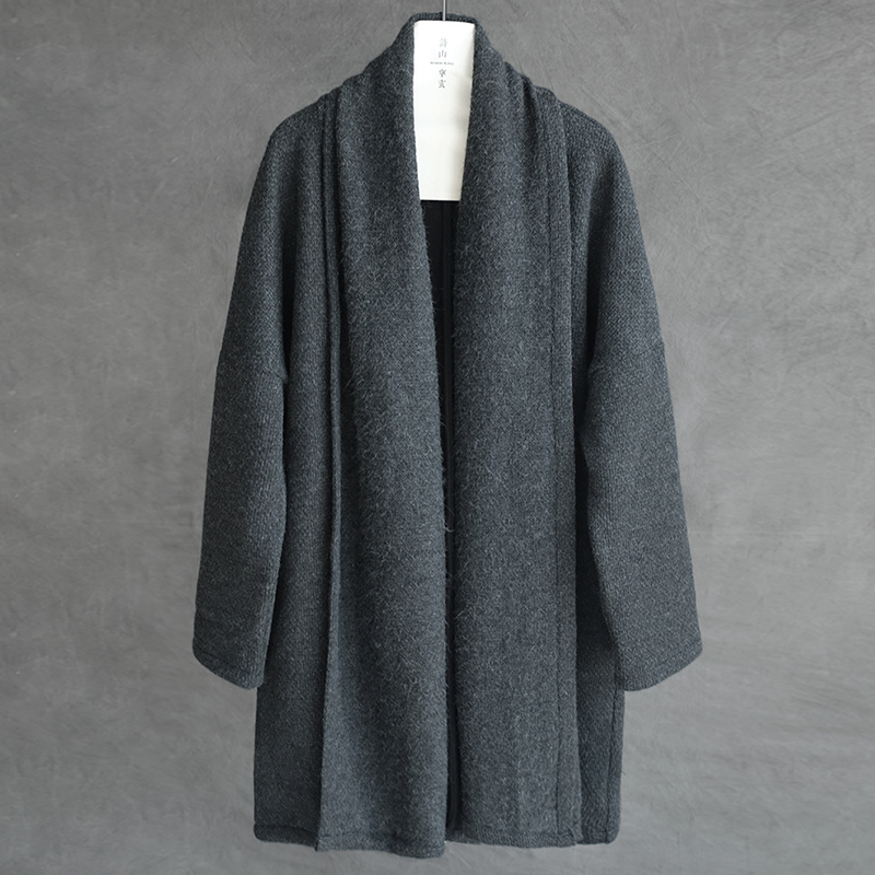 慕刻秋冬新款男士休闲汉服大衣中国风中式风衣开衫男装青年潮流