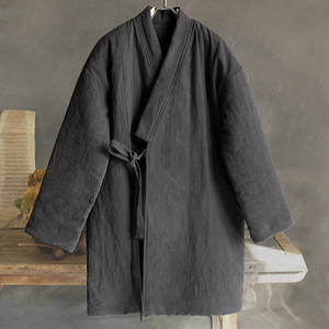 冬季男士休闲中长款斜门襟汉服棉袍中式复古潮流绗棉保暖棉衣棉袄