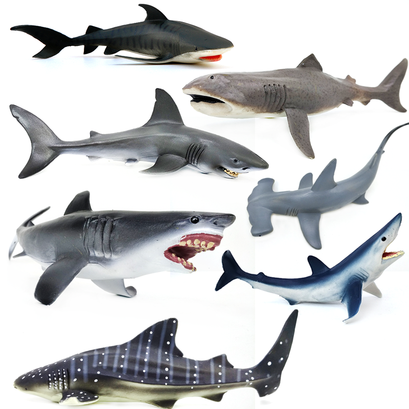 实心玩具模型虎鲨巨口海洋动物