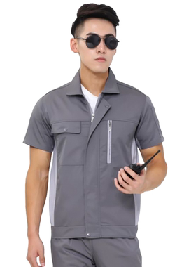 夏季套装logo定制涤棉工作服