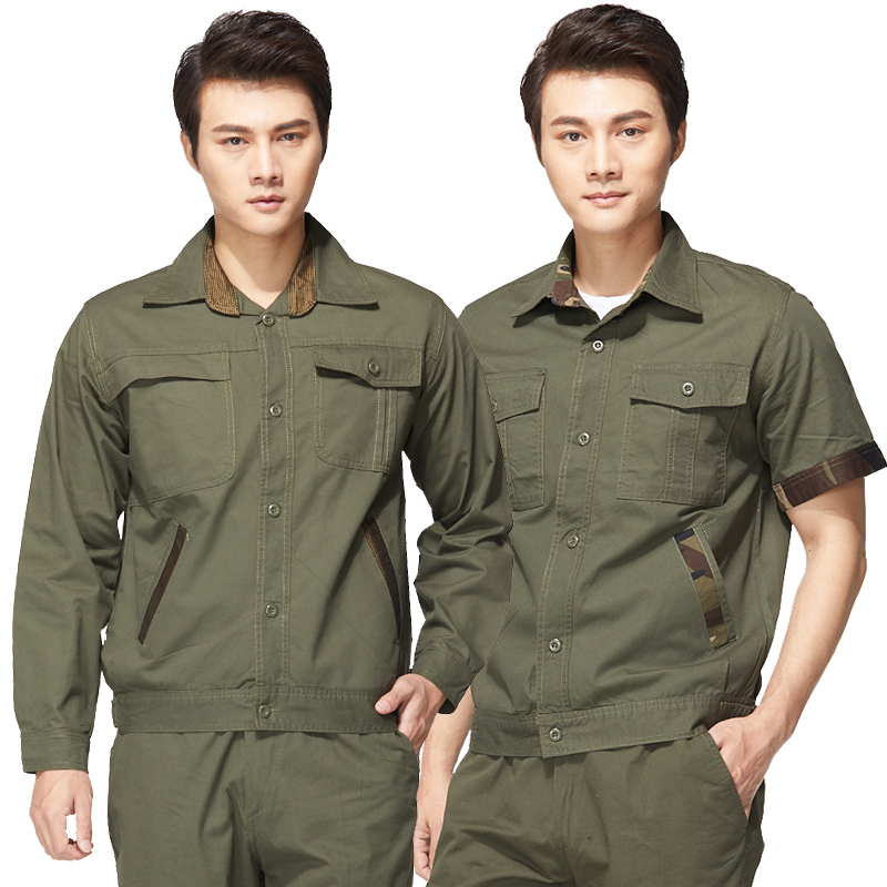 定制工作服套装男夏季薄款劳保服纯棉短袖厂服半袖制服工厂服车间