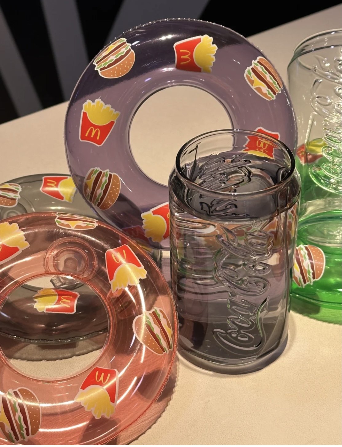 2023麦当劳游泳圈杯套可口可乐杯玻璃杯饮料杯子水杯啤酒果汁杯