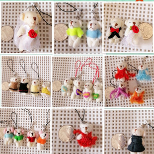 毛绒玩具玩偶公仔娃娃穿衣服的小熊迷你小号手机挂件装饰品配件