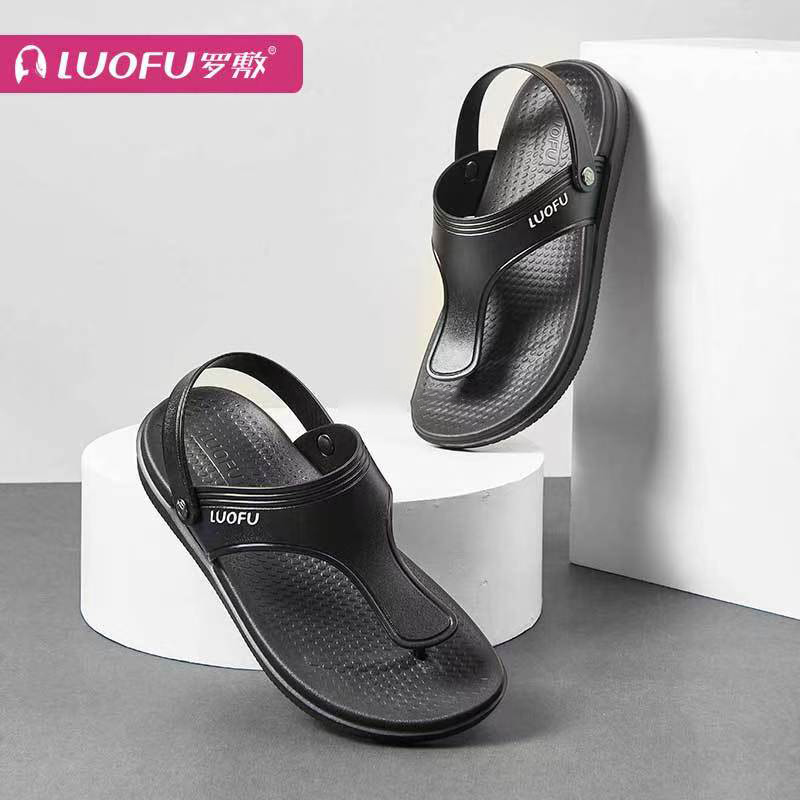 罗敷LUOFU新款男士凉鞋夏户外耐磨防滑夹趾简约时尚休闲开车凉拖