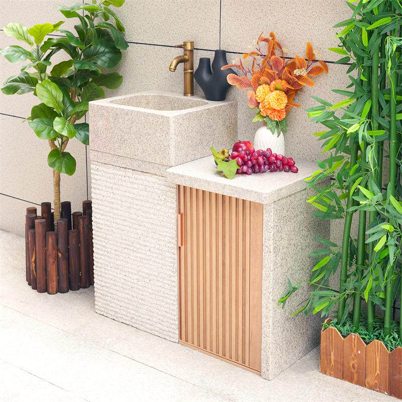 天然石材户外洗手盆庭院花园立柱式洗脸盆花园园林花岗岩耐用经典