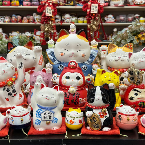 日式招财猫摆件陶瓷乔迁开业礼品