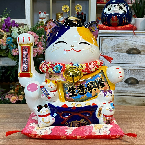 金石工坊生意兴隆招财猫右摇手