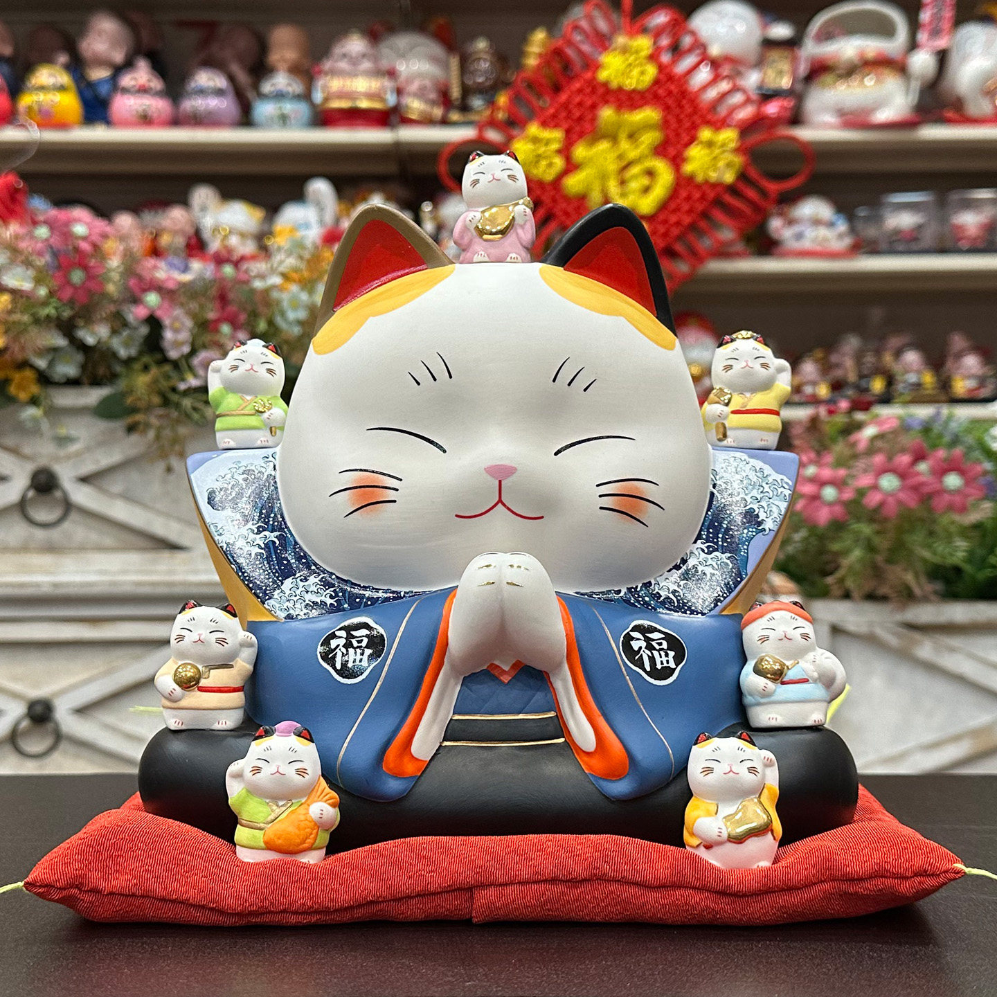 日本七福神招财猫存钱罐陶瓷摆件