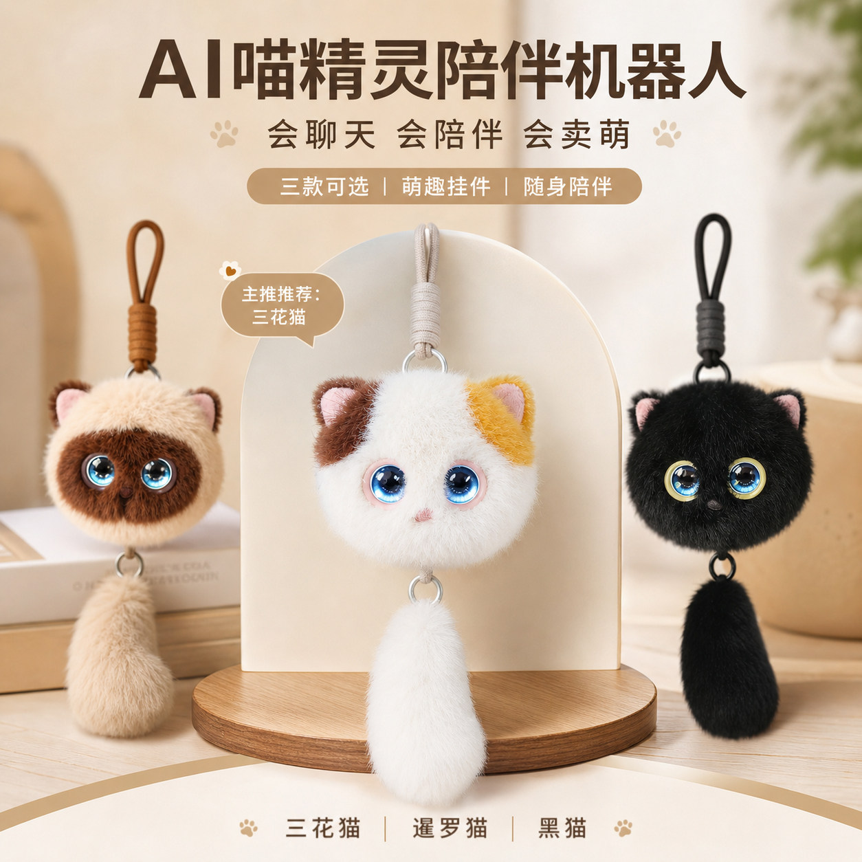 ai机器人儿童电子宠物对话陪伴英语豆包毛绒猫咪女孩玩具生日礼物