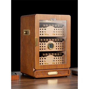 德国进口雪茄盒四层大容量带烟具抽屉加湿器雪松木雪茄柜