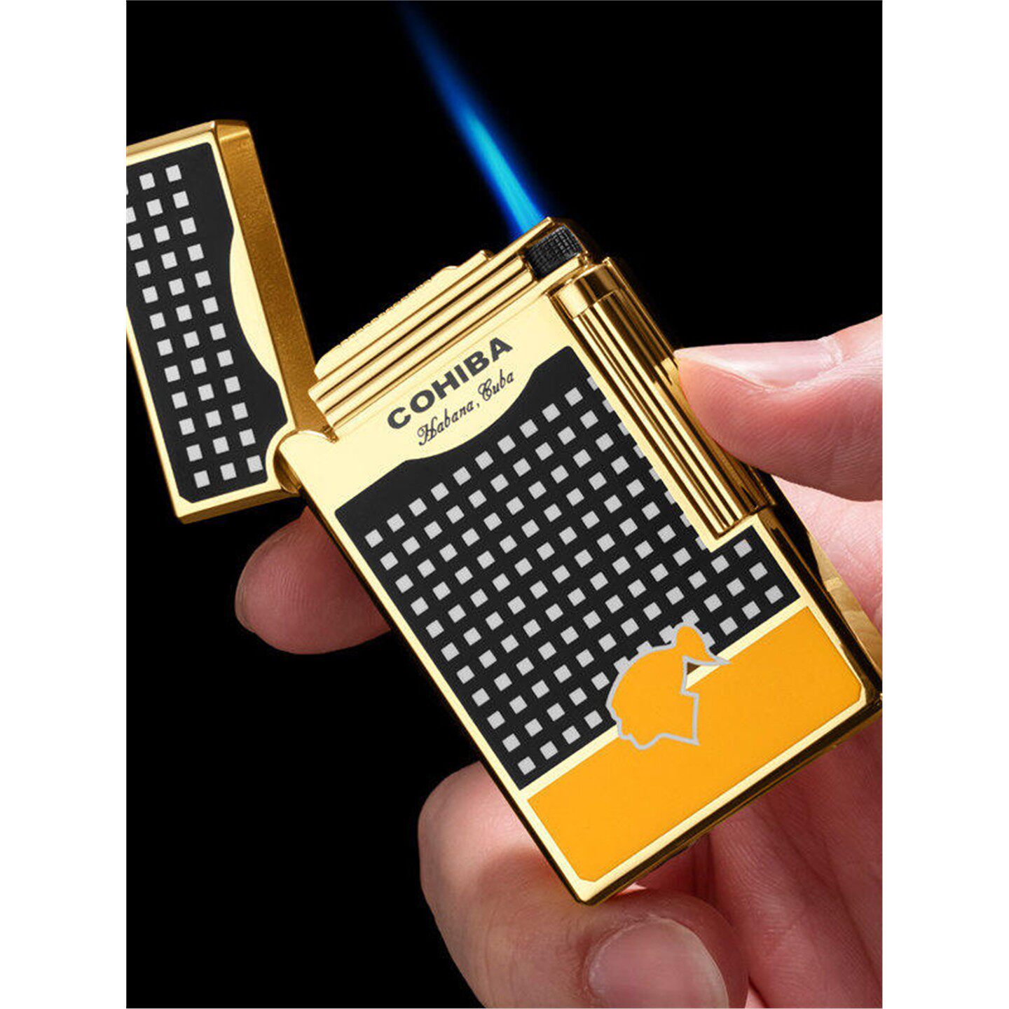 德国进口雪茄打火机充气防风直冲创意便携金属点烟器礼盒包装