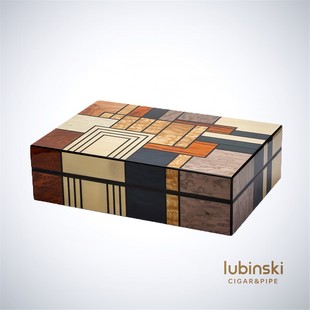 雪茄保湿 烤漆高端醒茄醇化箱 盒鲁宾斯基雪松木艺术拼花图案25支装