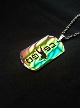 淬火蓝色动漫游戏CSGO周边反恐精英 全球攻势不锈钢军牌 吊坠 狗