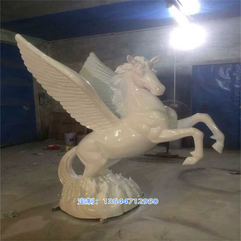玻璃钢独角兽模型游乐园动物园景观雕塑玻璃纤维仿真马彩绘天马