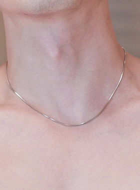 925纯银锁骨链八角蛇骨项链简约百搭单链素链细款男女同款
