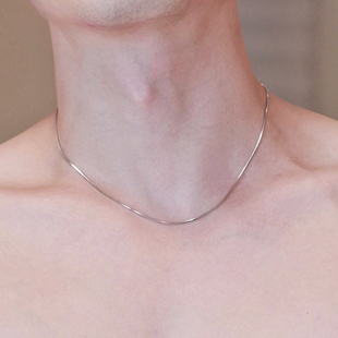 925纯银锁骨链八角蛇骨项链简约百搭单链素链细款男女同款