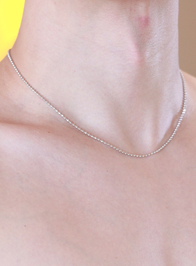男女925纯银切面光珠项链细爆闪链珠白金色锁骨链性感进口圆珠链