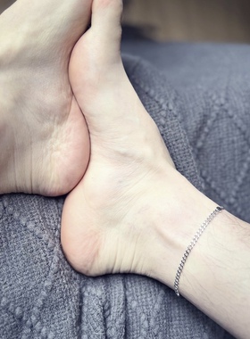 男士女士中性S925纯银脚链性感简约百搭基础款情人礼物高品质粗款