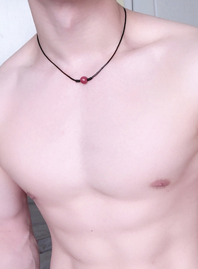 小狼狗奶狗天然朱砂项链项圈男女情侣款小众独立设计性感可爱中性