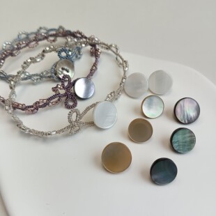 diy手作黑蝶黄碟白贝壳梭编首饰手链项链收尾连接扣OT扣浅金保色