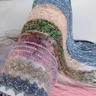 梭编串珠配件幻彩天然石玻璃石水晶米珠碧玺DIY手工手链项链