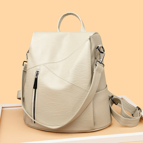 真皮双肩包女2025年新款时尚大容量牛皮百搭简约女式软皮防盗背包