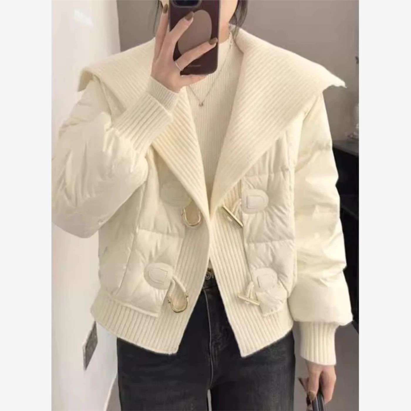 胖mm大码女装短款拼接羽